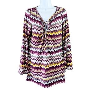 Earthbound Trading Company Chevron Bell Sleeve Top